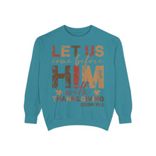 Load image into Gallery viewer, Cozy Faith Sweatshirt | Unisex Garment-Dyed Graphic Sweatshirt, Thanksgiving Apparel, Bible Verse Clothing, Church Wear, Fall Fashion