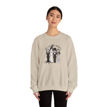 Load image into Gallery viewer, Spooky Sisterhood Sweatshirt, Cozy Halloween Crewneck, Unisex Witchy Apparel, Perfect for Autumn Gatherings, Gift for Friends