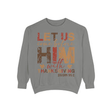 Load image into Gallery viewer, Cozy Faith Sweatshirt | Unisex Garment-Dyed Graphic Sweatshirt, Thanksgiving Apparel, Bible Verse Clothing, Church Wear, Fall Fashion