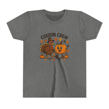 Load image into Gallery viewer, Thanksgiving Cousin Crew Youth Tee, Fall Family Celebrations, Cute Kids Shirt, Harvest Gathering Apparel, Autumn T-Shirt, Holiday Fun
