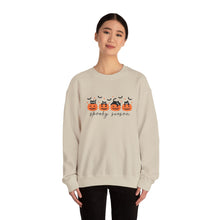 Load image into Gallery viewer, Spooky Season Sweatshirt, Cozy Fall Crewneck, Halloween Sweatshirt, Cat &amp; Pumpkin Sweater, Unisex Halloween Apparel