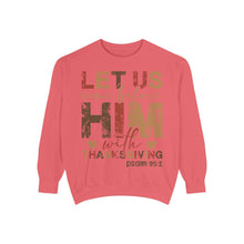 Load image into Gallery viewer, Cozy Faith Sweatshirt | Unisex Garment-Dyed Graphic Sweatshirt, Thanksgiving Apparel, Bible Verse Clothing, Church Wear, Fall Fashion