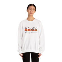 Load image into Gallery viewer, Spooky Season Sweatshirt, Cozy Fall Crewneck, Halloween Sweatshirt, Cat &amp; Pumpkin Sweater, Unisex Halloween Apparel
