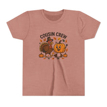 Load image into Gallery viewer, Thanksgiving Cousin Crew Youth Tee, Fall Family Celebrations, Cute Kids Shirt, Harvest Gathering Apparel, Autumn T-Shirt, Holiday Fun