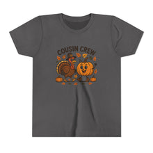 Load image into Gallery viewer, Thanksgiving Cousin Crew Youth Tee, Fall Family Celebrations, Cute Kids Shirt, Harvest Gathering Apparel, Autumn T-Shirt, Holiday Fun