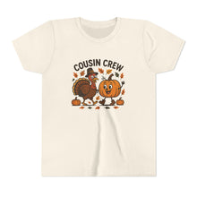 Load image into Gallery viewer, Thanksgiving Cousin Crew Youth Tee, Fall Family Celebrations, Cute Kids Shirt, Harvest Gathering Apparel, Autumn T-Shirt, Holiday Fun