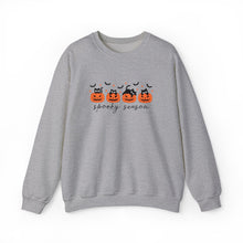 Load image into Gallery viewer, Spooky Season Sweatshirt, Cozy Fall Crewneck, Halloween Sweatshirt, Cat &amp; Pumpkin Sweater, Unisex Halloween Apparel