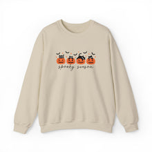 Load image into Gallery viewer, Spooky Season Sweatshirt, Cozy Fall Crewneck, Halloween Sweatshirt, Cat &amp; Pumpkin Sweater, Unisex Halloween Apparel
