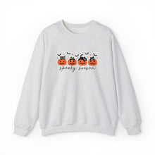 Load image into Gallery viewer, Spooky Season Sweatshirt, Cozy Fall Crewneck, Halloween Sweatshirt, Cat &amp; Pumpkin Sweater, Unisex Halloween Apparel