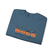 Load image into Gallery viewer, Spooky Season Sweatshirt, Cozy Fall Crewneck, Halloween Sweatshirt, Cat &amp; Pumpkin Sweater, Unisex Halloween Apparel