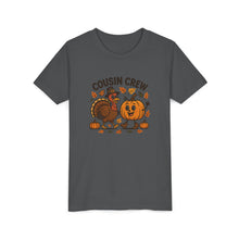 Load image into Gallery viewer, Thanksgiving Cousin Crew Youth Tee, Fall Family Celebrations, Cute Kids Shirt, Harvest Gathering Apparel, Autumn T-Shirt, Holiday Fun