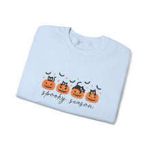 Load image into Gallery viewer, Spooky Season Sweatshirt, Cozy Fall Crewneck, Halloween Sweatshirt, Cat &amp; Pumpkin Sweater, Unisex Halloween Apparel