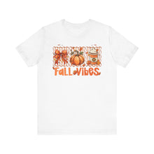 Load image into Gallery viewer, Fall Vibes Unisex Tee, Cozy Autumn Shirt, Pumpkin Spice Tee, Thanksgiving Outfit, Cute Fall Apparel