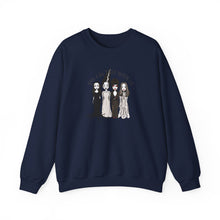 Load image into Gallery viewer, Spooky Sisterhood Sweatshirt, Cozy Halloween Crewneck, Unisex Witchy Apparel, Perfect for Autumn Gatherings, Gift for Friends