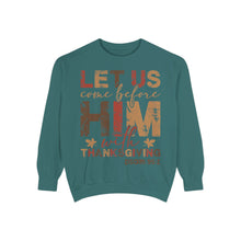 Load image into Gallery viewer, Cozy Faith Sweatshirt | Unisex Garment-Dyed Graphic Sweatshirt, Thanksgiving Apparel, Bible Verse Clothing, Church Wear, Fall Fashion