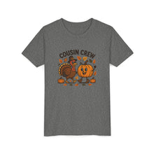 Load image into Gallery viewer, Thanksgiving Cousin Crew Youth Tee, Fall Family Celebrations, Cute Kids Shirt, Harvest Gathering Apparel, Autumn T-Shirt, Holiday Fun