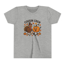 Load image into Gallery viewer, Thanksgiving Cousin Crew Youth Tee, Fall Family Celebrations, Cute Kids Shirt, Harvest Gathering Apparel, Autumn T-Shirt, Holiday Fun