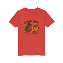 Load image into Gallery viewer, Thanksgiving Cousin Crew Youth Tee, Fall Family Celebrations, Cute Kids Shirt, Harvest Gathering Apparel, Autumn T-Shirt, Holiday Fun