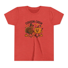 Load image into Gallery viewer, Thanksgiving Cousin Crew Youth Tee, Fall Family Celebrations, Cute Kids Shirt, Harvest Gathering Apparel, Autumn T-Shirt, Holiday Fun