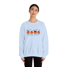 Load image into Gallery viewer, Spooky Season Sweatshirt, Cozy Fall Crewneck, Halloween Sweatshirt, Cat &amp; Pumpkin Sweater, Unisex Halloween Apparel