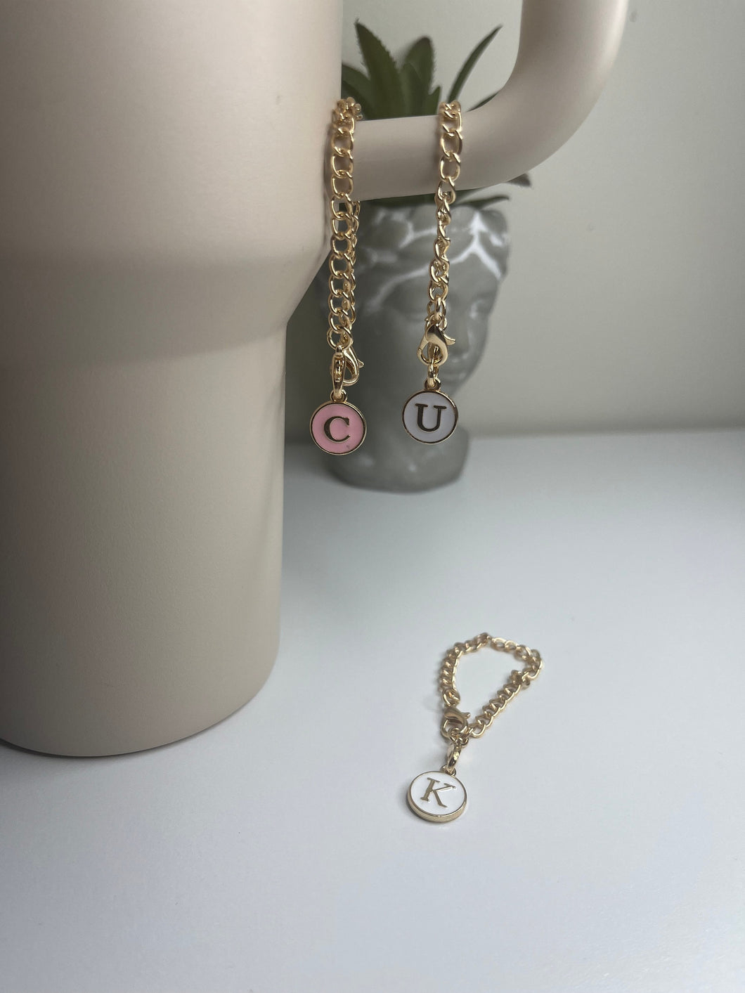 Gold Initial Stanley Tumbler Charm: Personalized Tumbler Accessory