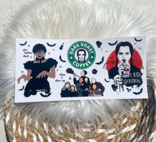 Load image into Gallery viewer, Wednesday Addams Coffee Cup Wrap: 16oz UV DTF Permanent Decal