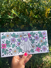 Load image into Gallery viewer, Ghost Books UV DTF Wrap: Floral 16oz Glass Can Transfer