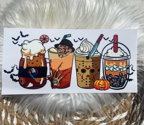 Halloween Coffee Cup Wrap: UV DTF 16oz Glass Can Transfer