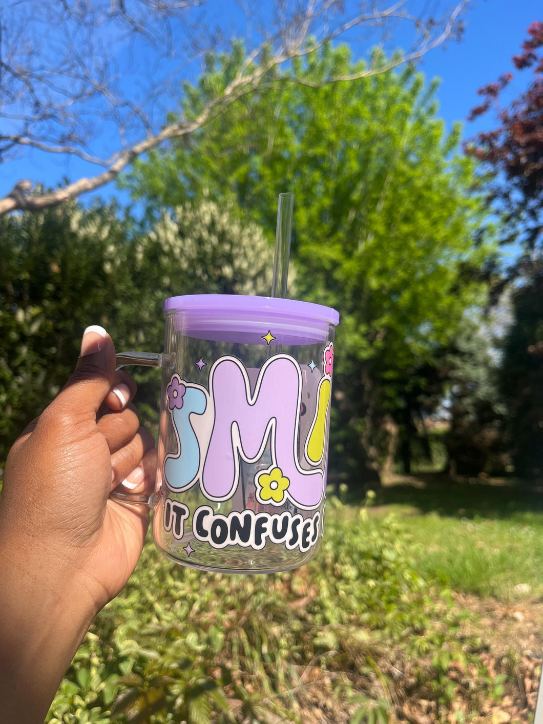 Smile It Confuses People Libbey Cup: Funny Mental Health Gift