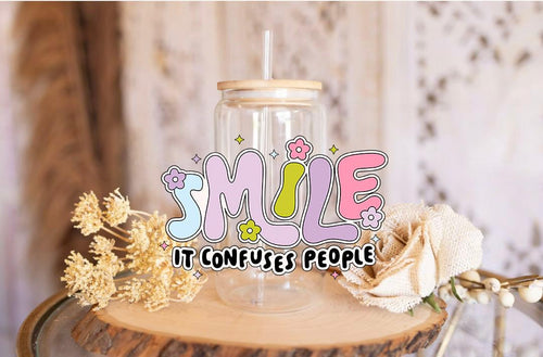 Smile UV DTF Vinyl Wrap | Colorful DIY Craft Sheet for Cups, Tumblers, and Gifts