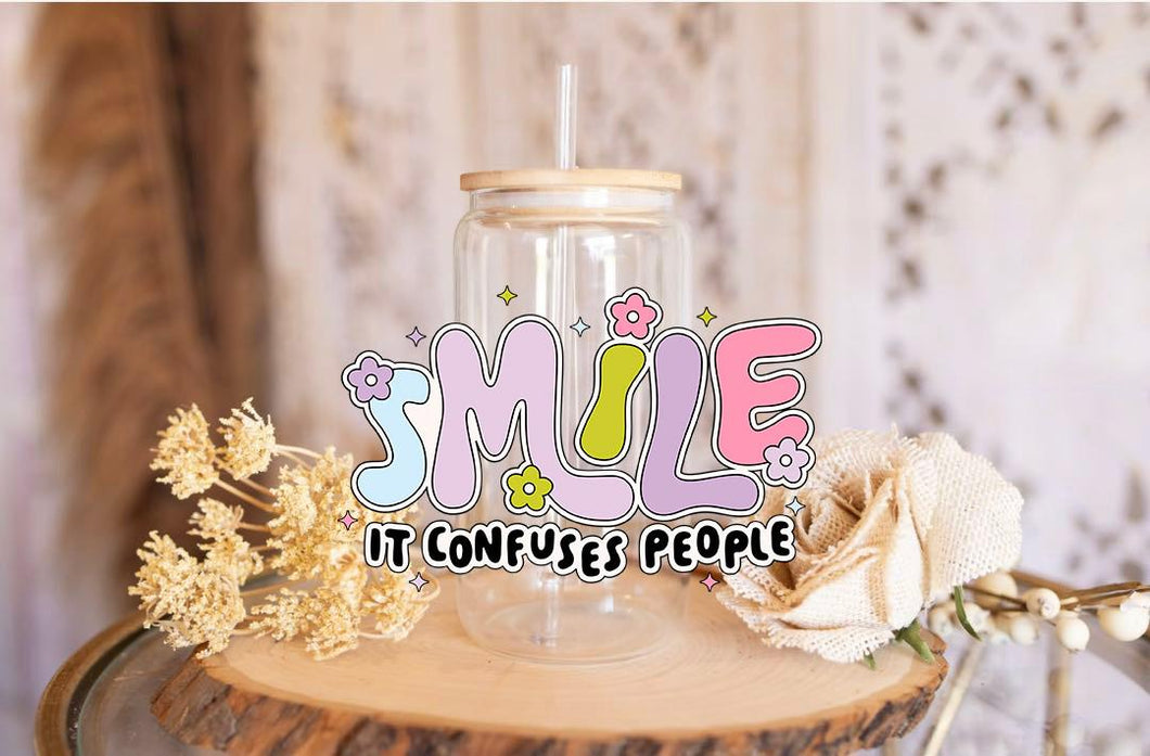 Smile UV DTF Vinyl Wrap | Colorful DIY Craft Sheet for Cups, Tumblers, and Gifts