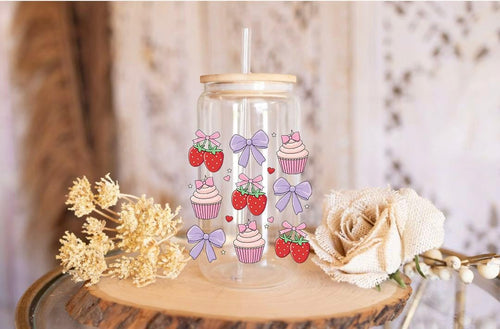 Strawberries & Cupcakes UV DTF Vinyl Wrap | DIY Craft Sheet for Cups, Tumblers, and Gifts