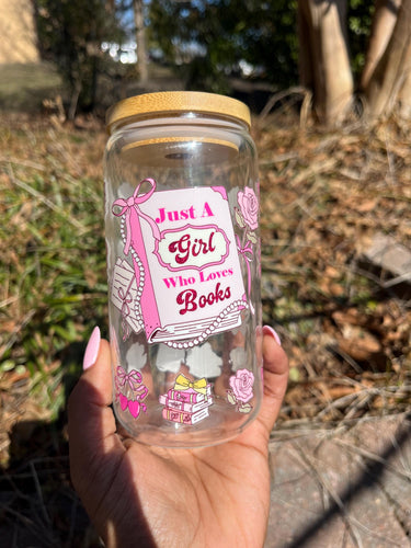 Book Lover Cup Wrap: 16 oz Glass Can - UV DTF Transfer