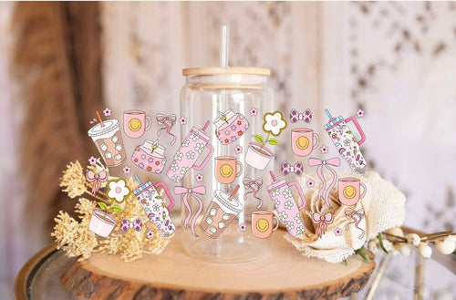 Coquette Bow UV DTF Tumbler Wrap - 16oz Libbey Cup