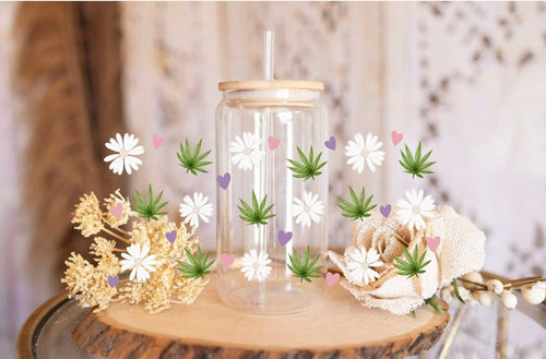 weed bae UV DTF Wrap: 16oz Libbey Tumbler Design