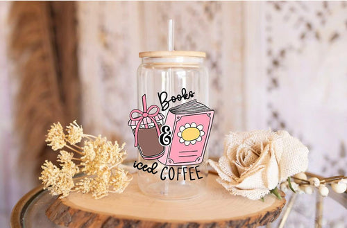 Books and Coffee UV Dtf | Libbey Wrap| Beer Can Wrap