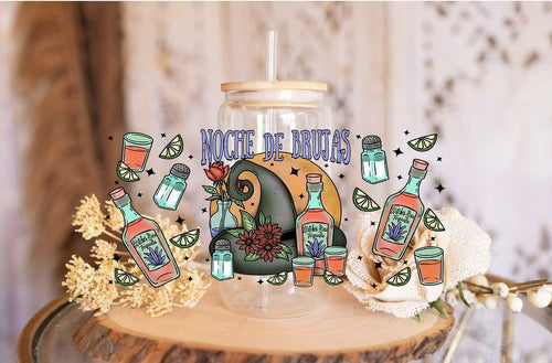 Noche de Brujas UV DTF Cup Wrap: Spanish Witch Night Halloween Decal