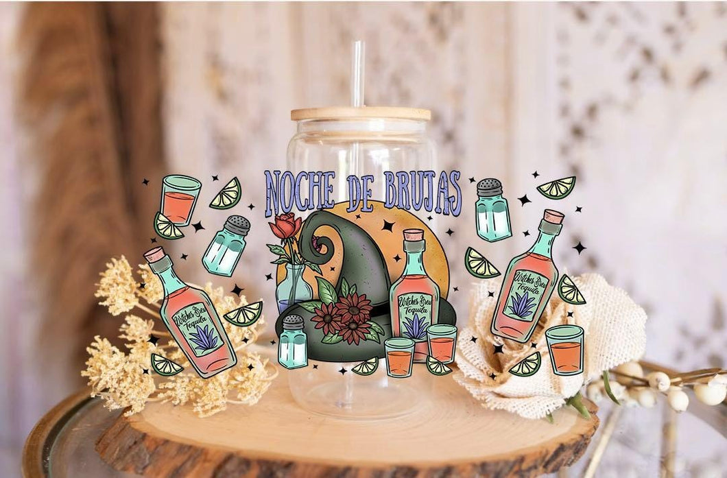 Noche de Brujas UV DTF Cup Wrap: Spanish Witch Night Halloween Decal