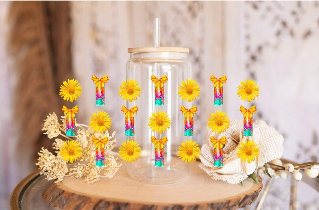 Peach Glow UV DTF Cup Wrap: Tropical Sunset Vibes Decal