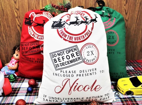 Personalized North Pole Santa Sack - Christmas Gift Bag (25