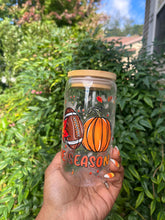 Load image into Gallery viewer, Tis The Season Fall Football UV DTF Libbey Glass Can 16oz