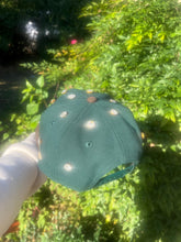 Load image into Gallery viewer, Handmade Rhinestone Bird Baseball Cap: Green &amp; Brown Sparkle