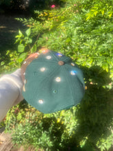 Load image into Gallery viewer, Handmade Rhinestone Bird Baseball Cap: Green &amp; Brown Sparkle