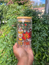 Load image into Gallery viewer, Tis The Season Fall Football UV DTF Libbey Glass Can 16oz