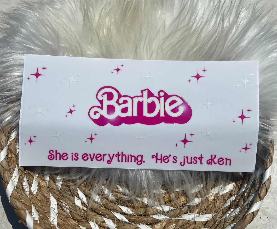 16oz UV DTf Barbie | Ready to Apply Cup Wrap | No Heat Needed | Permanent Adhesive | Waterproof