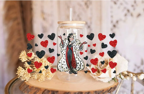 Dalmatian Print UV DTF Cup Wrap: Villain Inspired Glam Decal