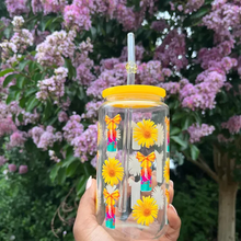 Load image into Gallery viewer, Alani Nu Inspired Libbey Glass Cup: Iced Coffee with Bamboo Lid &amp; Straw